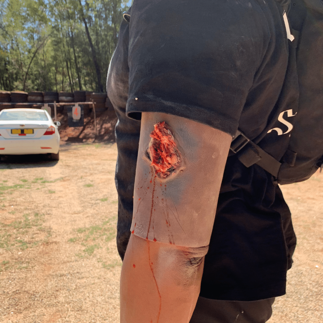 Bicep Wound Sleeve Simulating Gunshot Wound